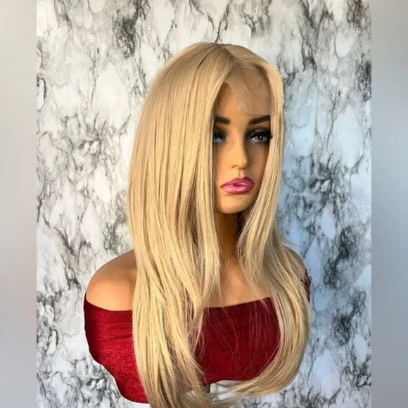 26 Inch Wavy Blonde wig Front Closure Lace for daily use